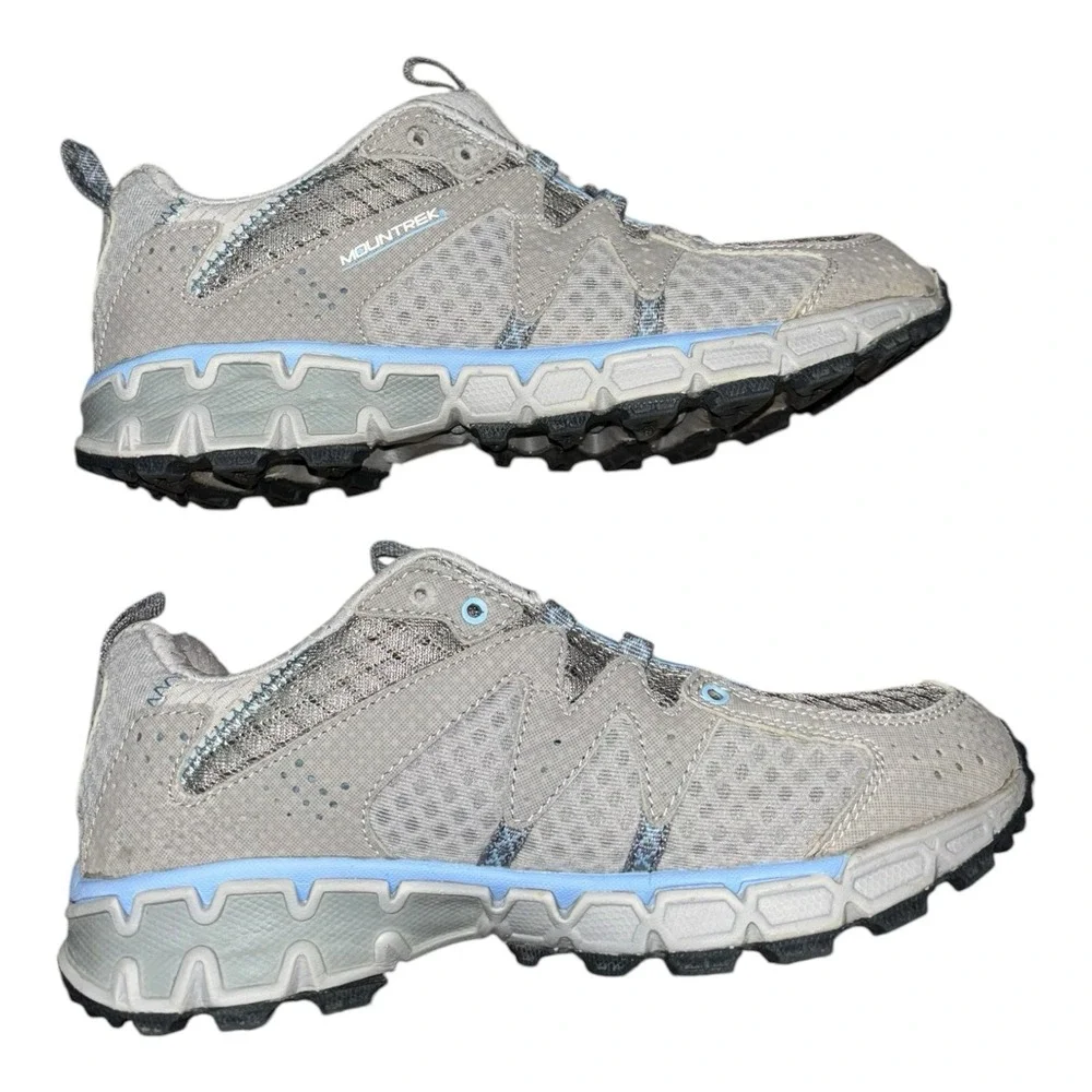 Mountrek Woodland Trail Women's 7 Gray Blue Bungee Hiking Shoes H4080 Gorpecore